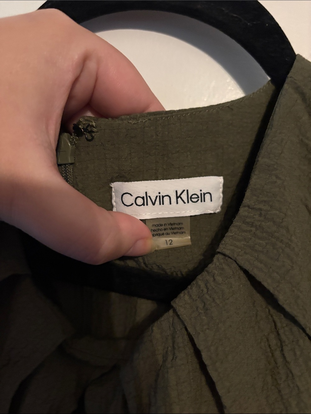 Calvin Klein Olive Green Sleeveless Jumpsuit with Tie Waist Size 12 - Picture 4 of 6